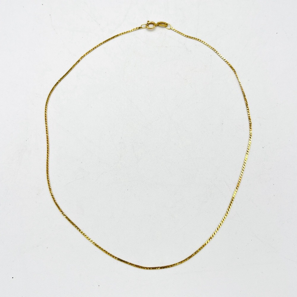 14K Yellow Gold Curb Link Chain Necklace 15 Inch Italy 2.28g